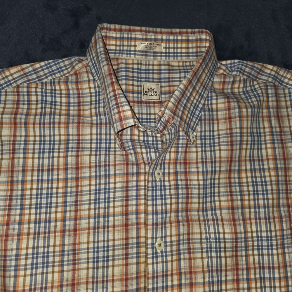 Peter Millar Mens Plaid Button Down Long Sleeve Shirt Size 2XL XXL